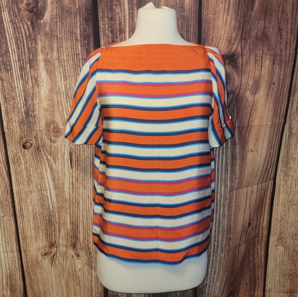 Marc By Marc Jacobs Silk Top Size 4 Multicolor Stripe